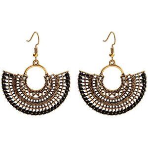 Fan Sector Shaped Braided Boho Dangle Statement Vintage Dainty Earring for Women